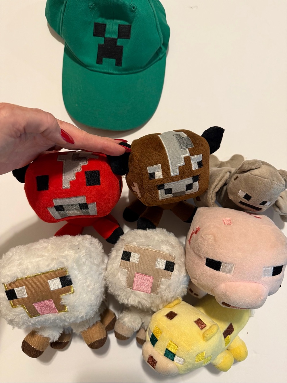 Official Minecraft Plush Cube Animals & Hat Bundle